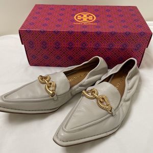 Tory Burch Jessa Shoes Flat Leather Point  Toe Loafers Dual Dragon head Gold 9.5